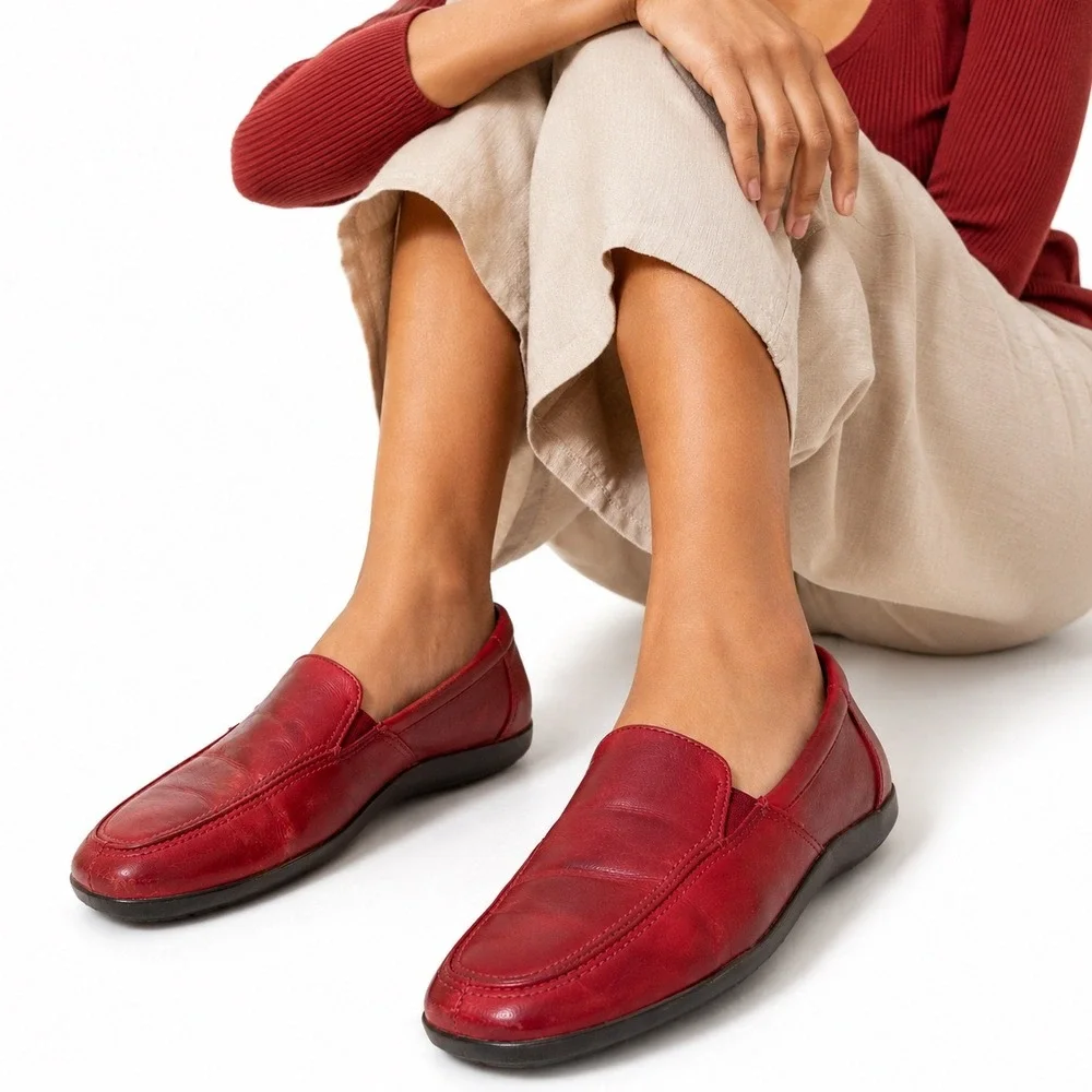Pikolinos Jerez Loafers Leather Red‎ Comfort Casual Travel Womens EU 38 US 7.5